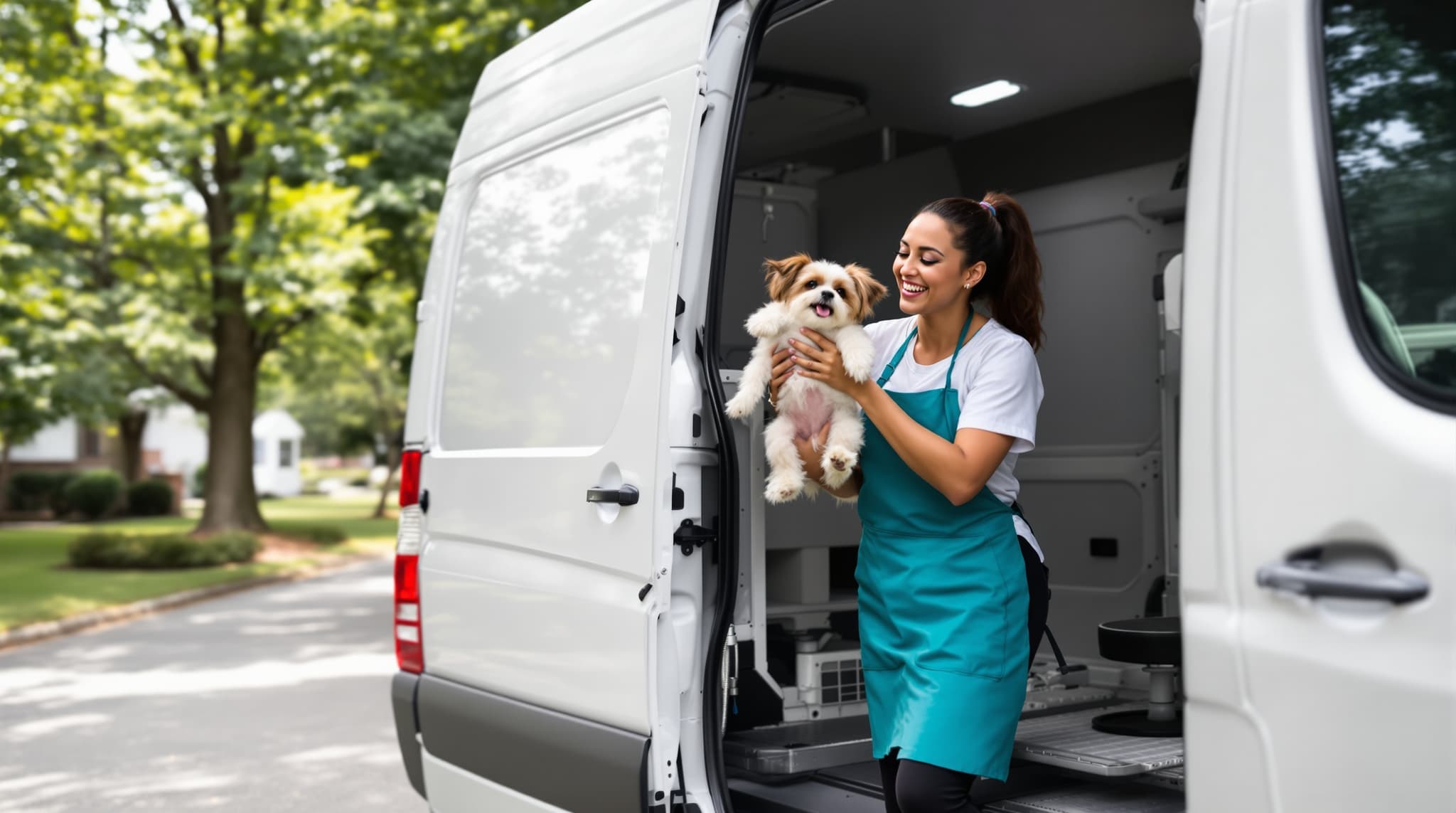 Mobile dog grooming van Cabarrus County NC